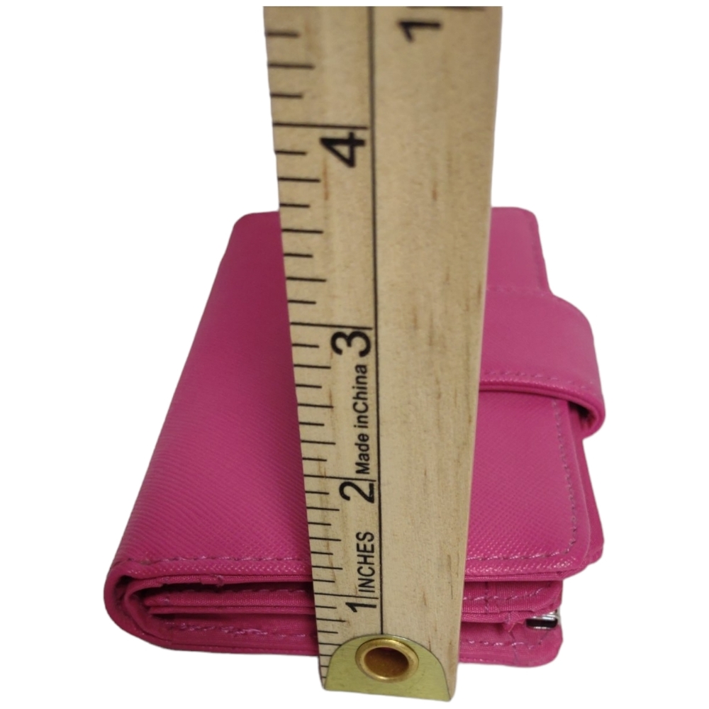 Pink Man Made Material Womens Wallet Billfold Accessory with Buckle and Snap - Picture 8 of 13